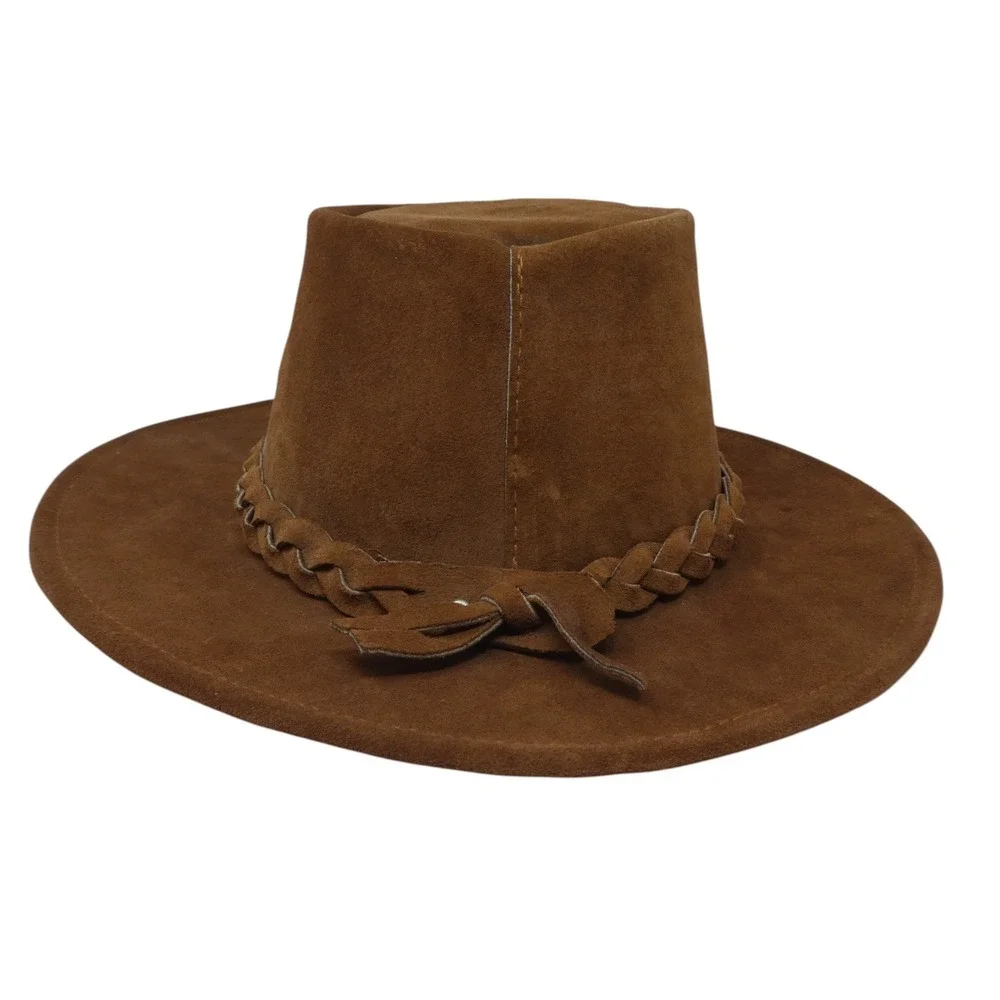 Country Leather Australian Original Outback Hat Unisex Medium Brown Suede